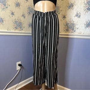 Society + Stitch Black & White Striped Wide Leg Elastic Waist Pants, Size S